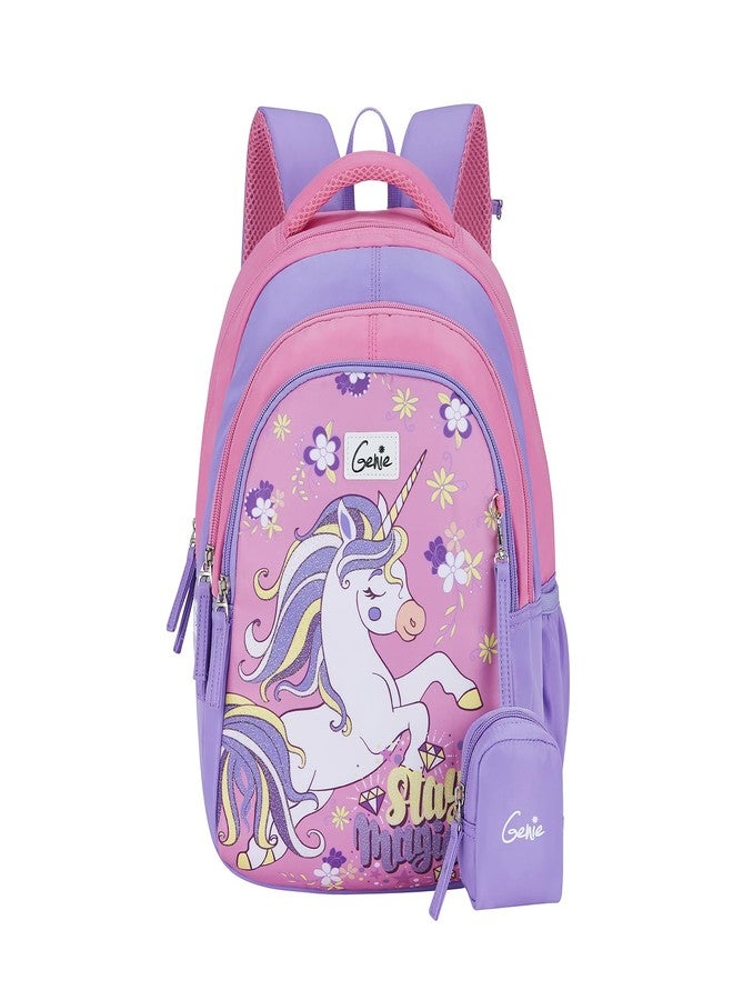 جيني حقيبة ظهر مدرسية للبنات من جيني توينكلكورن | 15 بوصة - 20 لترًا بثلاثة أقسام، خفيفة الوزن مع أكتاف مبطنة | مثالية للكتب، زجاجات المياه، الأدوات المكتبية، علبة الغداء، والأغراض الأساسية - وردي - Image 1